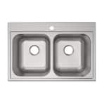 Parkway 20-Gauge Stainless Steel 33 in. Double Bowl Drop-In Kitchen Sink