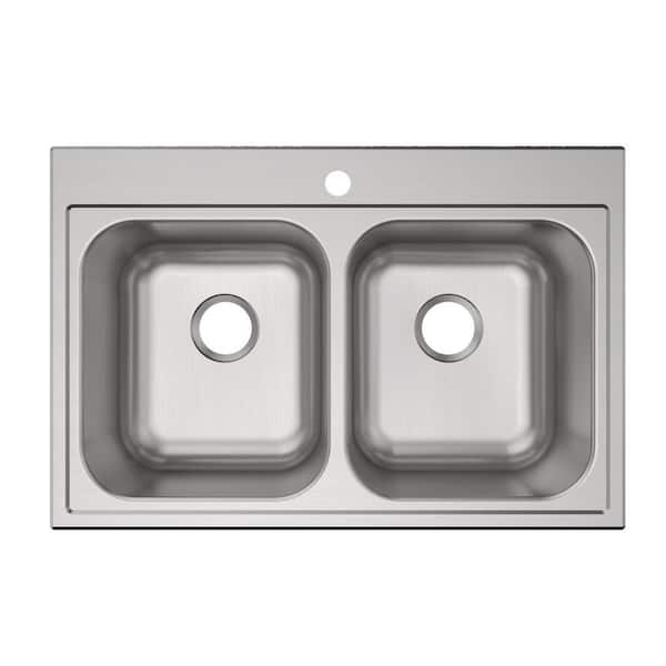 Elkay Parkway 20-Gauge Stainless Steel 33 in. Double Bowl Drop-In Kitchen Sink