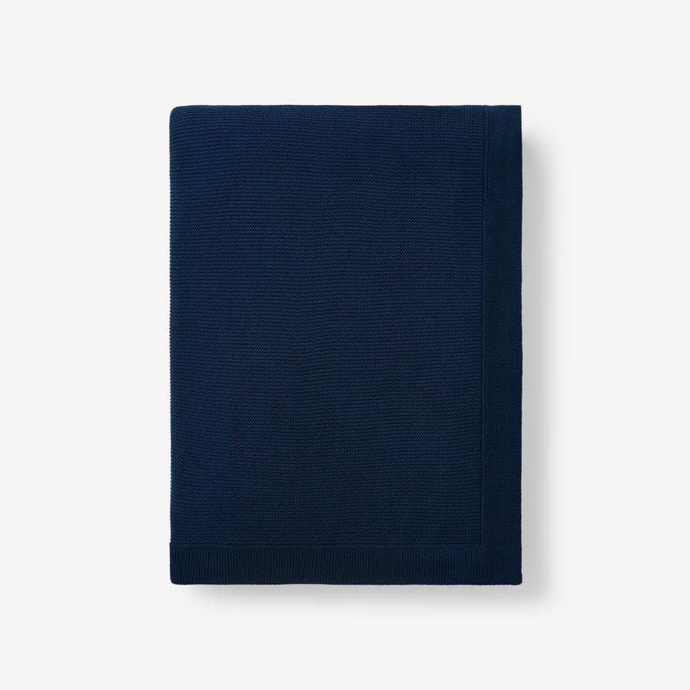 The Company Store Montclair Knit Navy Throw Blanket X Os Navy The Home Depot