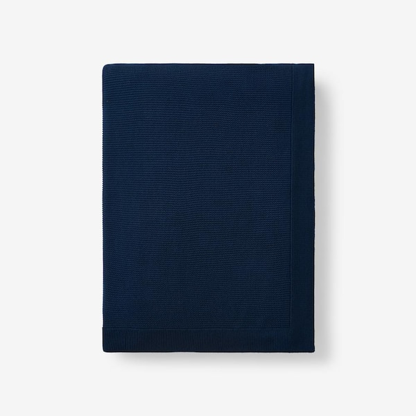 The Company Store Montclair Knit Navy Throw Blanket