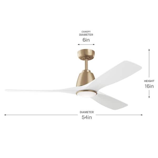 KICHLER Volos II 3 Blade 54 in. Standard Ceiling Fan in Champagne