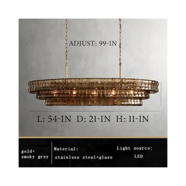 YUYI Modern Chandelier 54 in. 5-Lights Gold Crystal Linear