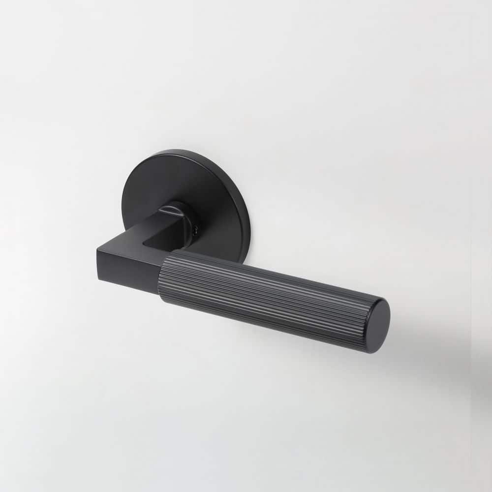 McBowery Mila Matte Black Modern Linear Double Dummy Interior Door