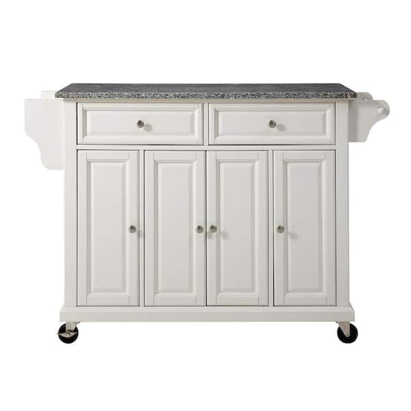 CROSLEY FURNITURE Full Size White Kitchen Cart with Granite Top
