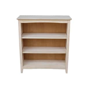 36 in. Unfinishe Wood 3-shelf Standard Bookcase with Adjustable Shelves