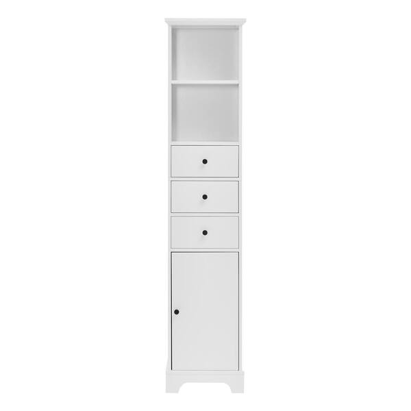 Unbranded Modern 15 in. W x 10 in. D x 68.3 in. H Gray Tall Linen Cabinet with 3-Drawers and Adjustable Shelf