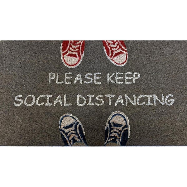 HomeRoots Gray 30 in. x 18 in. Coir Non-Slip Indoor/Outdoor Door Mat