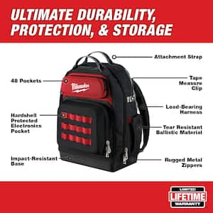 15 in. Ultimate Jobsite Backpack with 9-in-1 Square Drive Ratcheting Multi-Bit Screwdriver