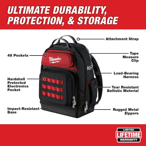 Milwaukee 48-22-8201-48-22-8119 15 in. Ultimate Jobsite Backpack with 9-Pocket Utility Pouch - 2