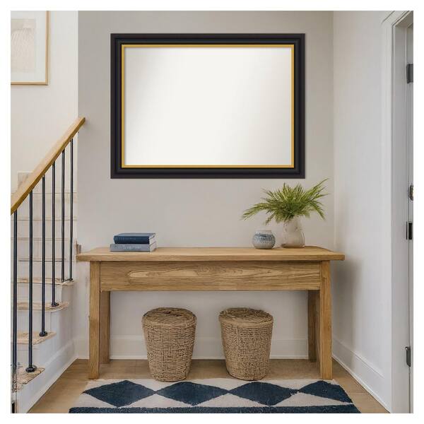 Sierra Black Brown 43.5 in. x 32.5 in. Non-Beveled Modern Rectangle Wood Framed Wall Mirror
