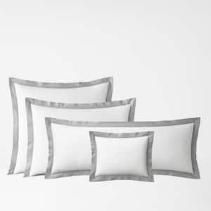 Company Cotton Solid Border Percale Lumbar Decorative Gray Smoke 14 in . x 40 in. Throw Pillow Cover