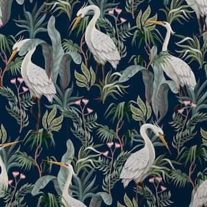 16 in. x 24 in. Blue No Egrets Vinyl Wallpaper Panel (8-Pack) Covers 21.33 sq. ft/Package