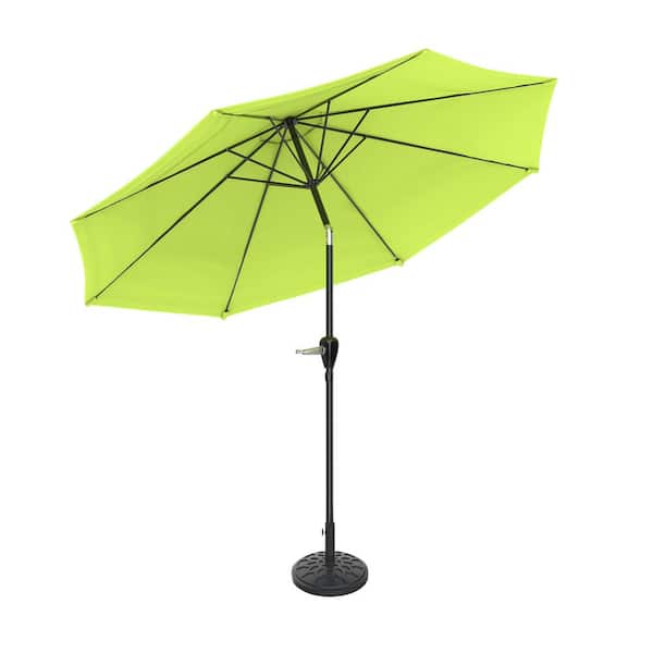 10 ft. Aluminum Outdoor Market Patio Umbrella with Auto Tilt and Base in Lime Green