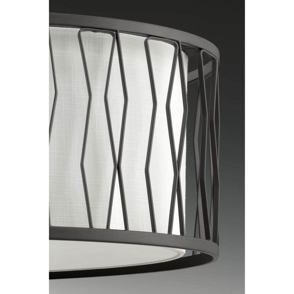 Graphite Four-Light Drum Pendant with Glass Diffuser