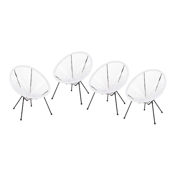 Tunearary White Woven Wicker Indoor and Outdoor Patio Use Lounge Chair 2-Piece Set