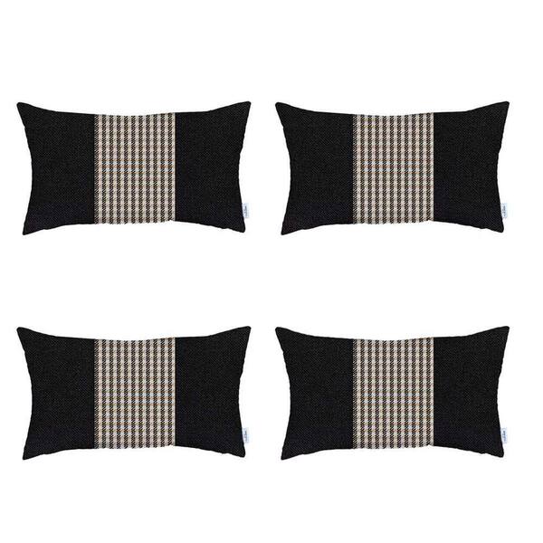 MIKE & Co. NEW YORK Bohemian Handmade Jacquard Black and Brown Square  Houndstooth 18 in. x 18 in. Throw Pillow 50-947-04-5 - The Home Depot