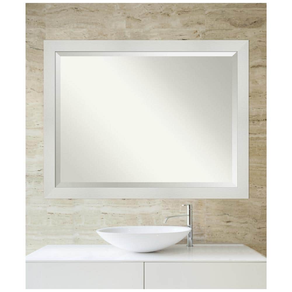 Mosaic White Frame Rectangular Bathroom Vanity Mirror