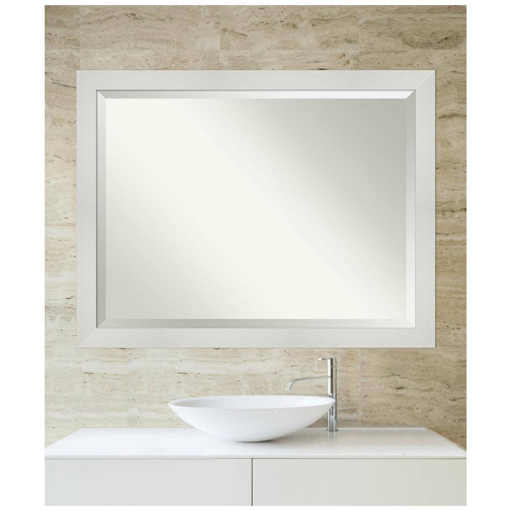 Mosaic White Frame Rectangular Bathroom Vanity Mirror