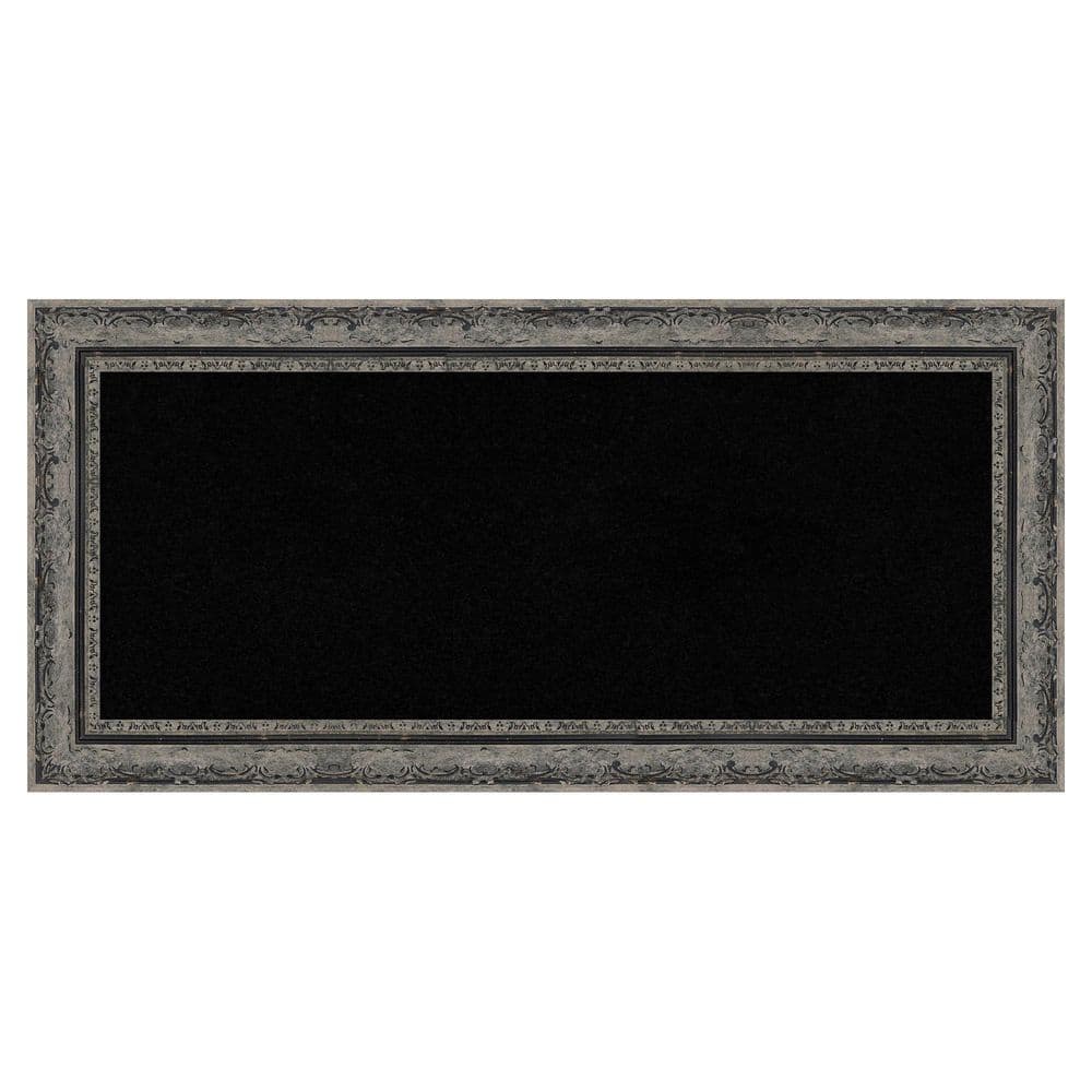 Amanti Art Filigree Matte Black 34 in. x 16 in. Poly Framed Black Cork ...
