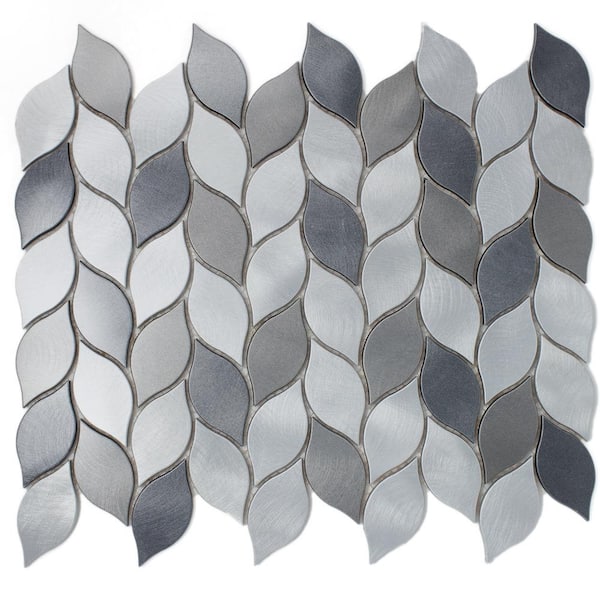 MOLOVO Silvleaf Gray 12.21 in. x 13.39 in. Geometric Matte Aluminum Mosaic Tile Sample
