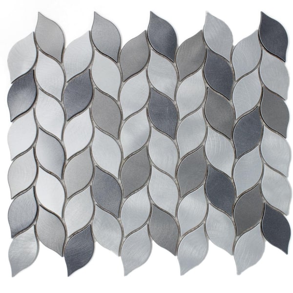 MOLOVO Silvleaf Gray 12.21 in. x 13.39 in. Geometric Matte Aluminum Mosaic Tile (11.4 sq. ft./Case)