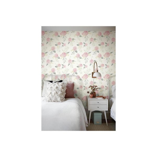 Magnolia Home By Joanna Gaines Watercolor Roses Pink Pre Pasted Washable Wallpaper Roll Covers 56 Sq Ft Mk1125 The Home Depot