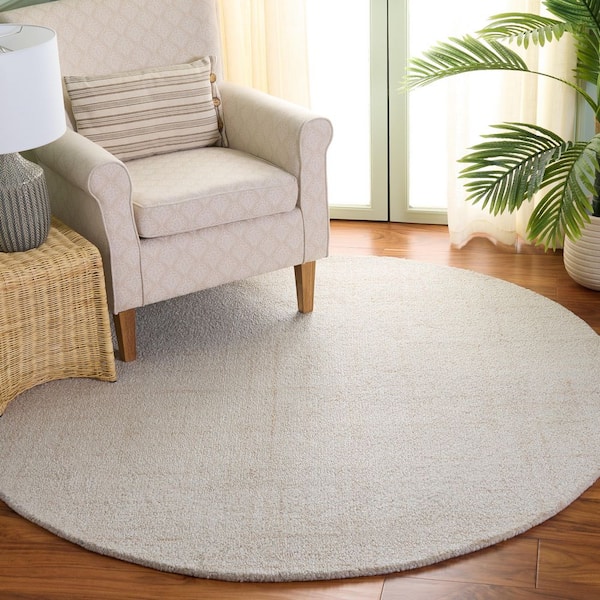 Abstract 6 ft. x 6 ft. Round Beige Classic Marle Area Rug