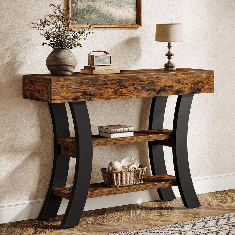Turrella 41.3 in. Brown Rectangle Engineered Wood Console Table price history on PriceWatchPro