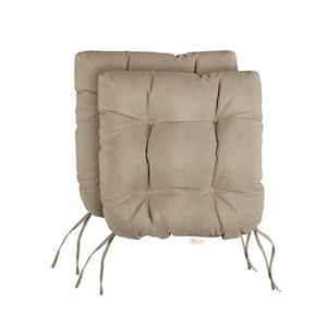Sunbrella Canvas Taupe Tufted Chair Cushion Round U-Shaped Back 16 x 16 x 3 (Set of 2)