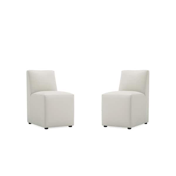 Manhattan Comfort Anna Modern Light Stone Grey Faux Leather Upholstered Dining Chair (Set of 2)