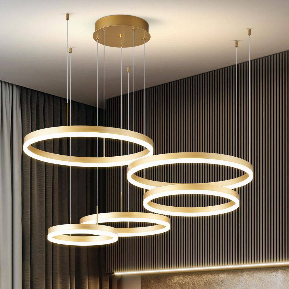 シーリングライト ダイヤ型 ZHLWIN Home Lighting 100w 5Light 19. 68in Gold Five-Ring Circular