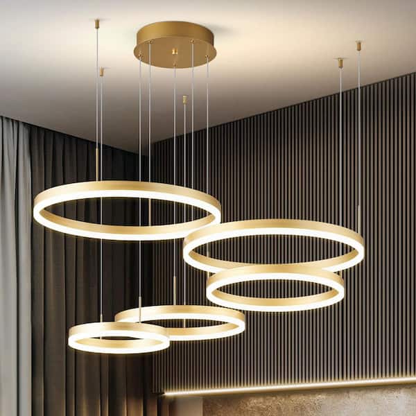 ZHLWIN Home Lighting 100w 5Light 19. 68in Gold Five-Ring Circular