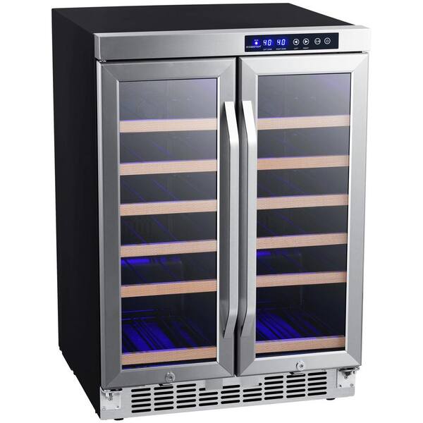 EdgeStar - 36 Bottle 24 in. Built-In French Door Dual Zone Wine Cooler