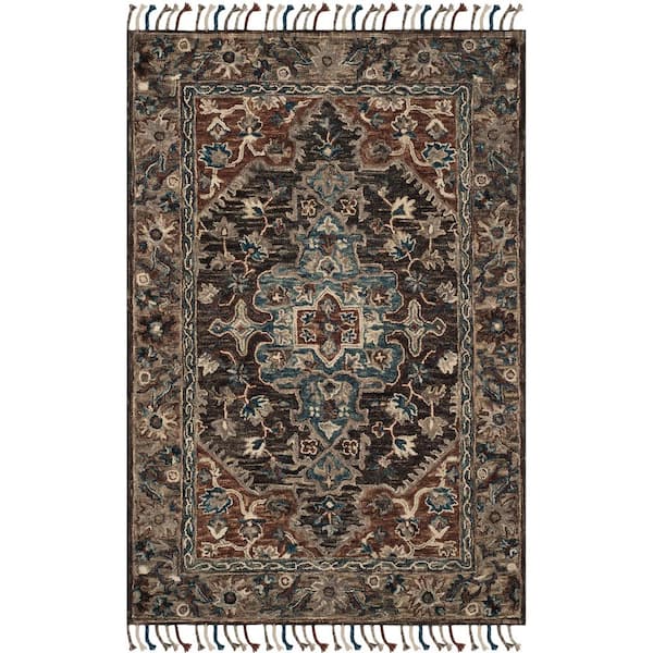 SAFAVIEH Aspen Charcoal/Light Brown 5 ft. x 8 ft. Border Area Rug