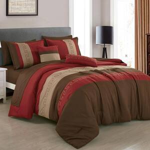 Shatex 7 Piece Red Luxury Bedding Sets - Oversized Bedroom