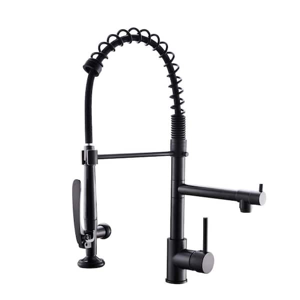 Unbranded Single Handle Pull Down Sprayer Kitchen Faucet with Pot Filler in Matte Black
