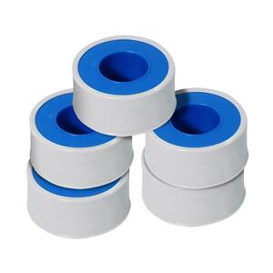 1/2 in. x 1080 in. PTFE Thread Seal Tape for Plumbers in White (Pack of 5-Rolls)