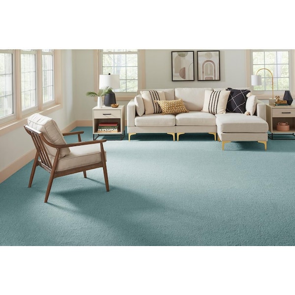 Cleoford Siren Blue 47 oz. Triexta Texture Installed Carpet
