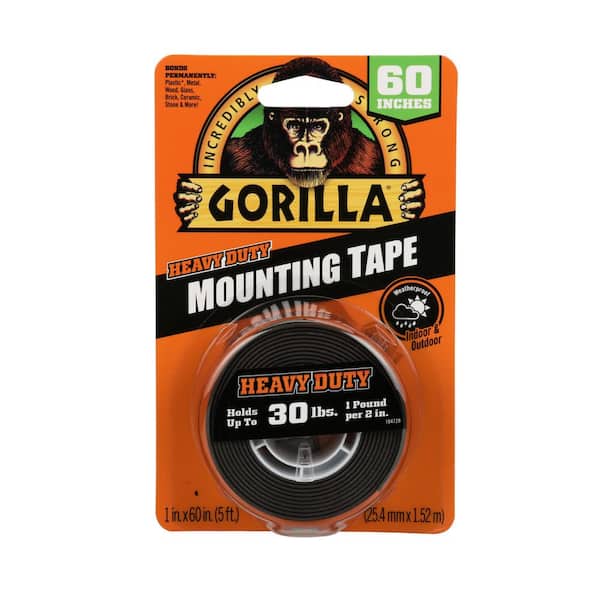 Gorilla 1 in. x 1.67 yd. Black Heavy Duty Mounting Tape (2-Pack)