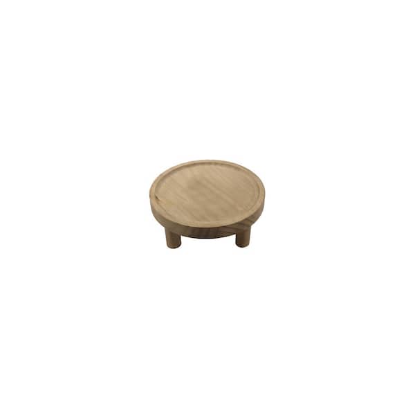 10 in. Footed Medium Brown Wood Plant Stand (10 in. L x 10 in. W x 5 in. H)
