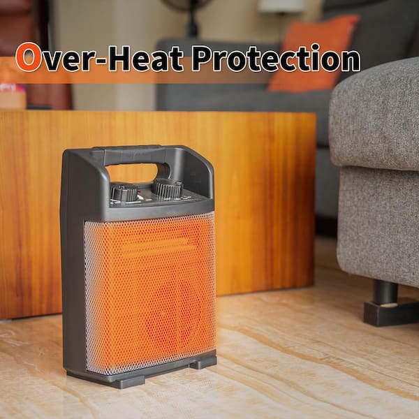 14 in. 5120 BTU Electric Utility Space Heater with Thermostat