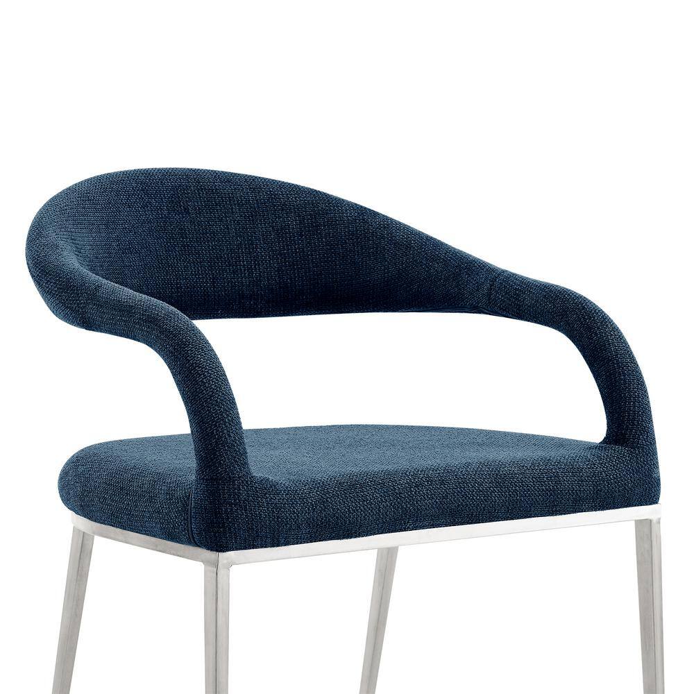 Morgan Light Blue Faux Leather Upholstered Side Chair with Metal Legs