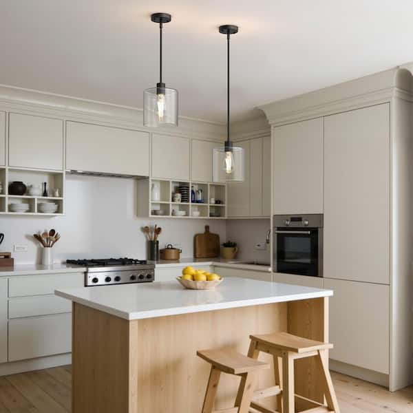 6 in. 1-Light Modern Matte Black Island Pendant Light Rustic Farmhouse Industrial Hanging Light for Kitchen Dining Room