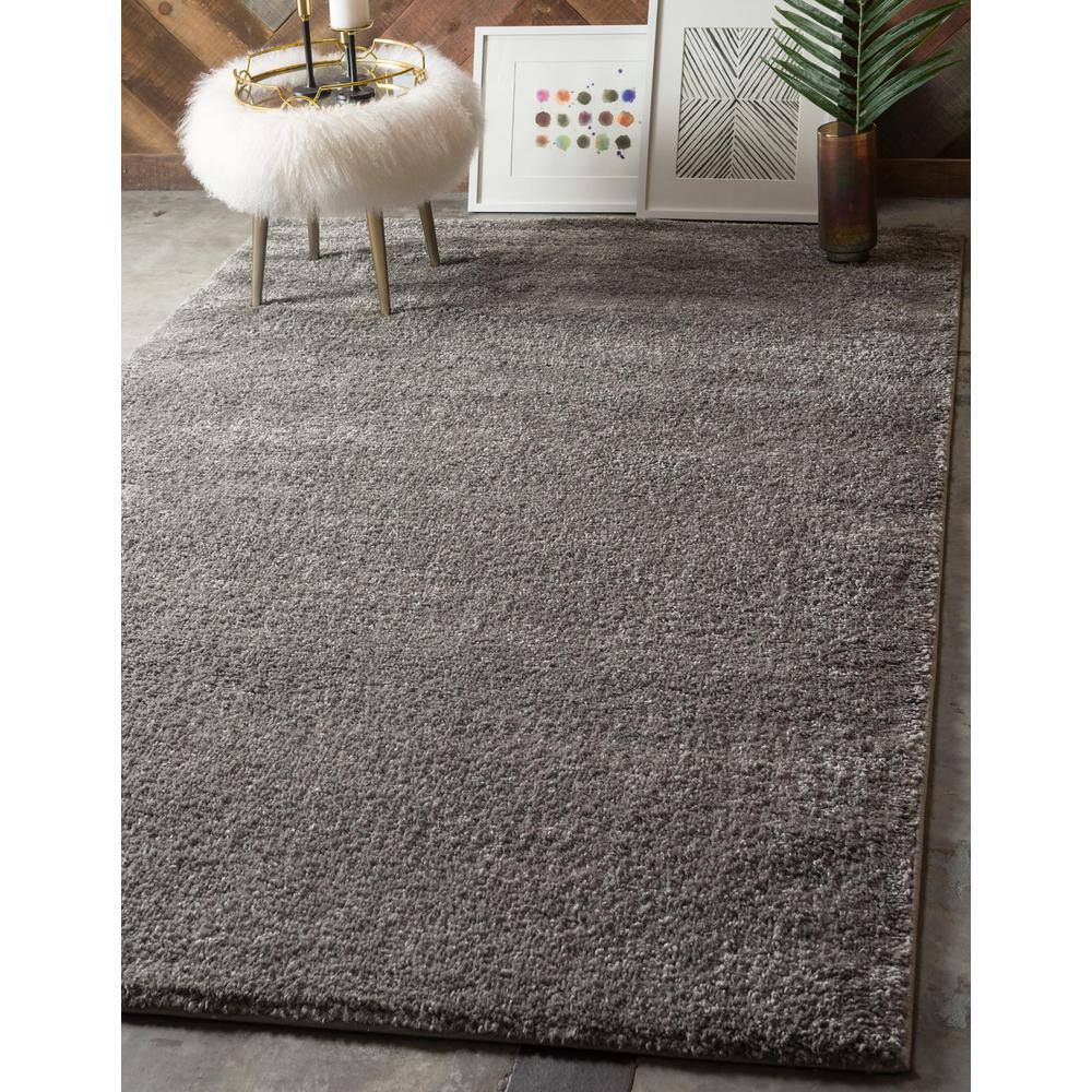 Plush Gray Shag 5' x 7' Synthetic Easy-Care Area Rug