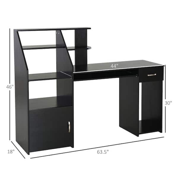 Computer Desk with 3 Drawers, 1 Door and 1 Storage Shelf, Office Desk with Drawers Latitude Run Color: White