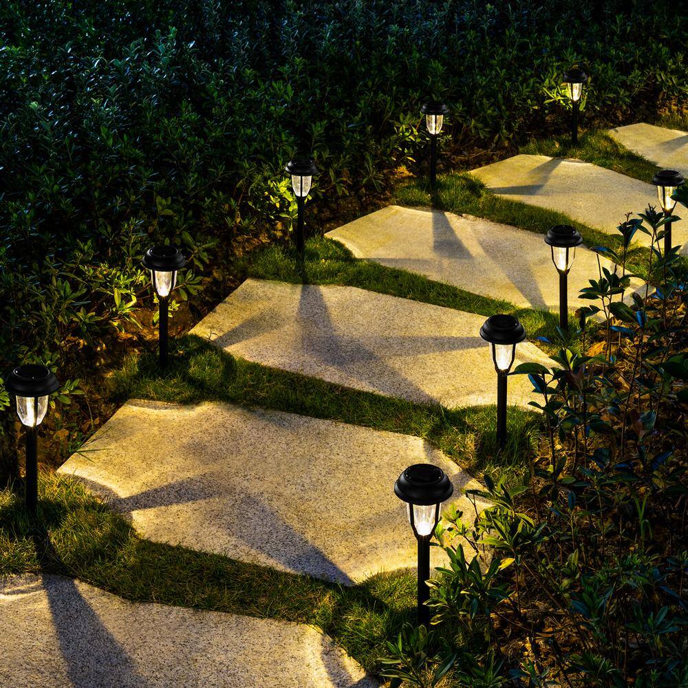 Solar Black Integrated LED Path Lights with Clear Lens (8-Pack)