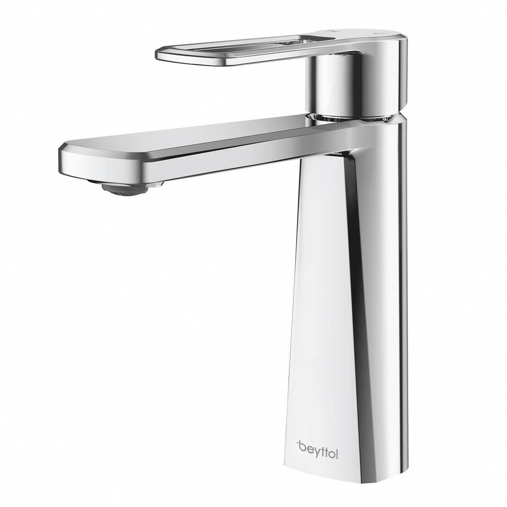 Single-Handle Single Hole Mid Arc Bathroom Faucet with Supply Lines in Spot
