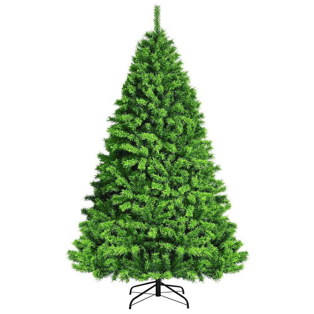 Costway 7.5ft Green Flocked Hinged Artificial Christmas Tree w/Metal Stand  Green CM23576 - The Home Depot