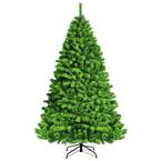 7.5ft Green Flocked Hinged Artificial Christmas Tree w/Metal Stand Green
