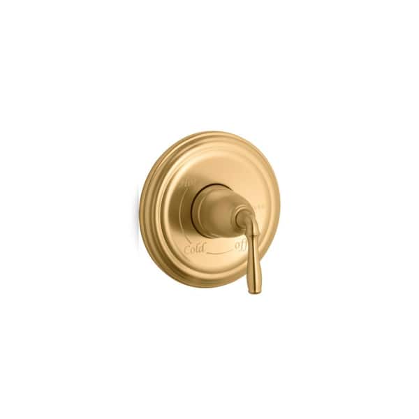 KOHLER Devonshire Rite-Temp 1-Handle Wall-Mount Tub and Shower Faucet Trim Kit in Polished Brass (Valve not included)